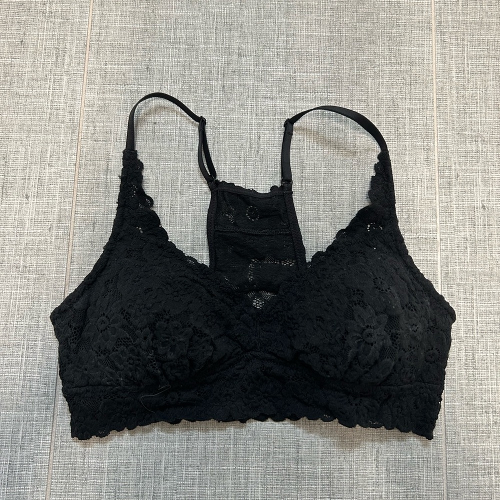 Aerie. Black lace racerback push up bra. Small